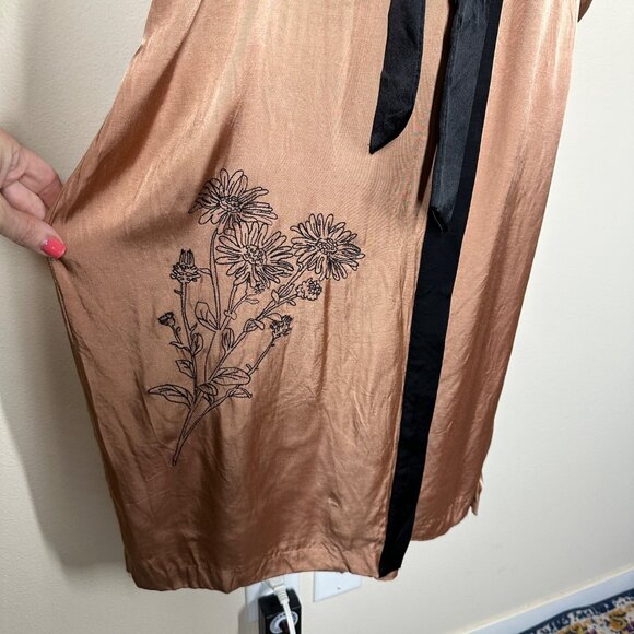 Zara Belted Embroidered Floral Silky Kimono Robe Womens Size XS/S Asian Boho - Picture 5 of 12
